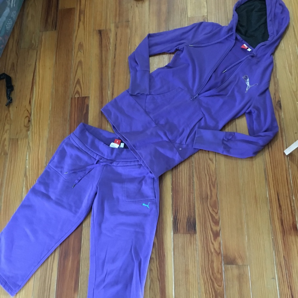 Purple Puma Crop Pants Sweatsuit Size Small/Medium